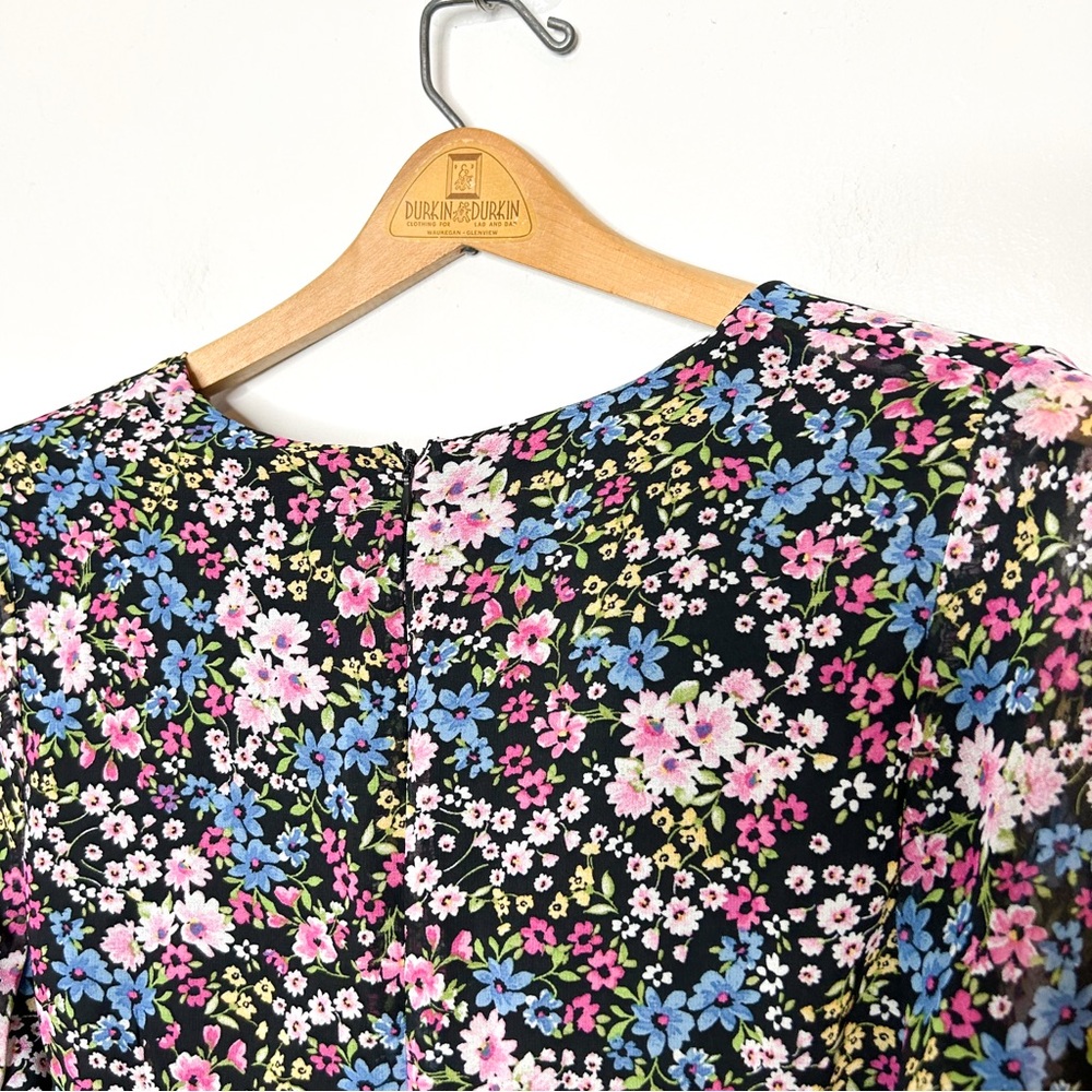Mi Ami For Francescas Colorful Floral‎ Print Long Sleeve Ruffle Romper Medium M - Picture 9 of 11